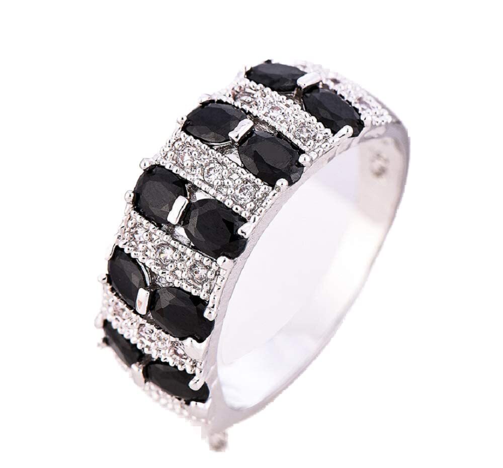 7927 Yaya Black and White Cubic Zirconia Simulated Diamond Vintage Ring